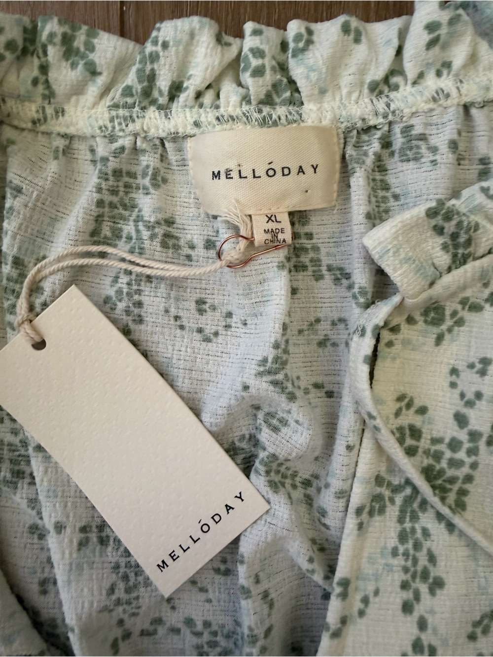 MELLODAY Sage Floral Peplum Blouse NWT - Picture 5 of 6